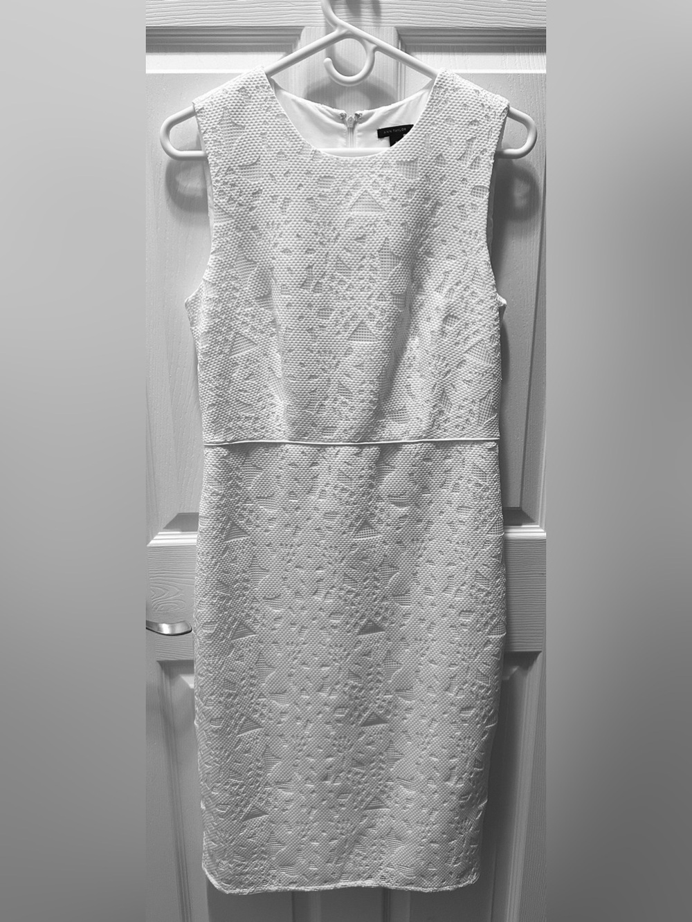 Ann Taylor White Textured Sheath Dress